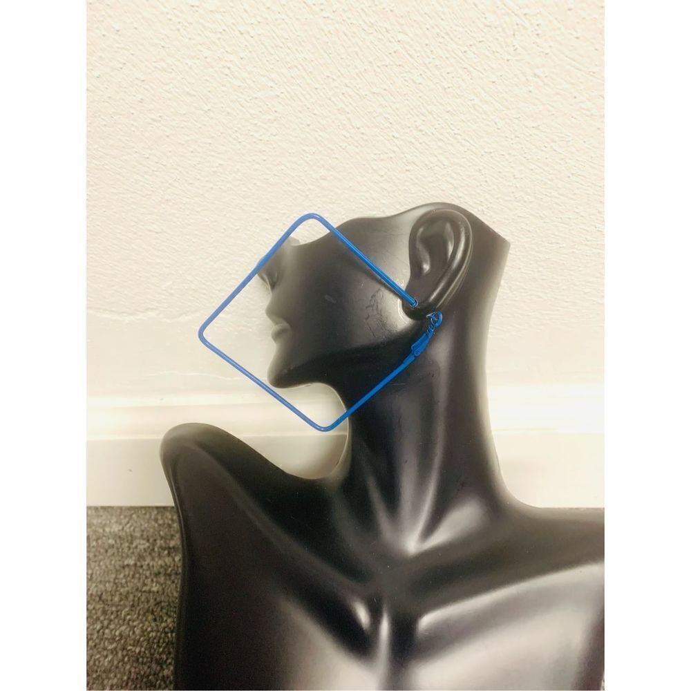 Blue Square Hoop Earrings